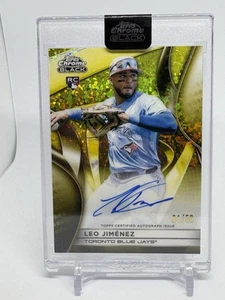 2025 Topps Chrome Black Leo Jimenez RC Gold Mini Diamond Auto 1/50 (D800) - Picture 1 of 5