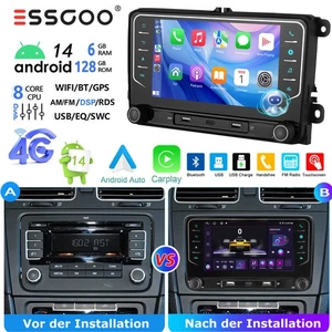 Carplay 6+128G Android 14 Autoradio GPS Für VW GOLF 5 6 Touran EOS Tiguan Polo - Bild 1 von 18