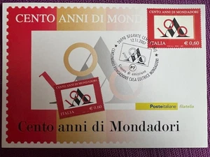 2007 CARTOLINA FILATELICA CENTO ANNI DI MONDADORI  annullo SEGRATE CENTRO - Imagen 1 de 1