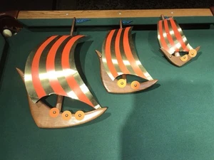 VTG 3 PIECE WINDSOR ART PRODUCTS VIKING SHIP WALL ART MCM ILLINOIS MOULDING CO - Imagen 1 de 15