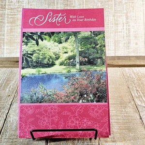 Amerikanische Grüße Geburtstagskarte 6x8 für Schwester rosa Blumen Wasser mit Liebe - Bild 1 von 11
