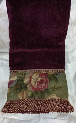 Nuevo de Lote Antiguo Raymond Waites Studio Toalla de Baño Decorativa Verde Floral Tela Borgoña Foto 1 de 4