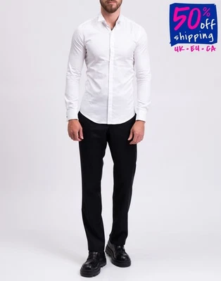 RRP€395 PAL ZILERI camicia piqué con bottoni taglia 37/S bianca maniche lunghe - Immagine 1 di 4