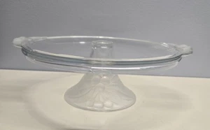 Vintage Mikasa BOUNTIFUL Crystal Cake Stand Embossed Fruit White FROSTED Glass - Picture 1 of 14
