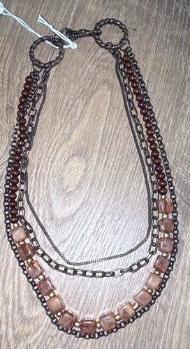 VETEMENTS Collana con catena mista e perline in gocce stratificate