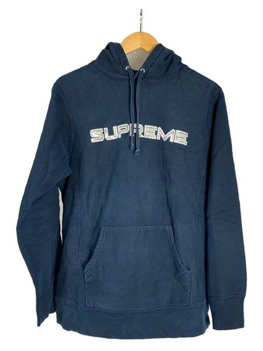 Felpa con cappuccio Supreme M cotone NVY 17ss paillettes logo usata