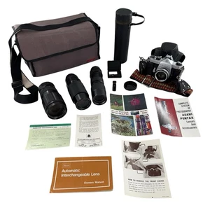 Asahi Pentax Spotmatic With Lenses Accessories Carrying Case Not Tested Clean  - Picture 1 of 24