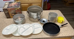 Vintage World Famous 4-Party Aluminum Cook Set Mess Kit Camping Tailgate 12 PCs - Picture 1 of 5