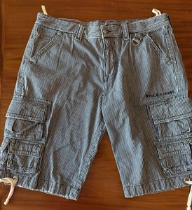 Rock Revival Cargo Shorts Mens Size 40 Navy Stripe Embroidered Grunge Y2K Skater - Picture 1 of 10