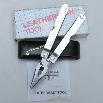 US-made original Leatherman Tool, orig leather sheath; box, papers; UNUSED - Image 1 of 4