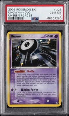 2005 POKEMON EX UNSEEN FORCES #L/28 UNOWN-HOLO PSA 10 - Image 1 of 2