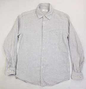 Camisa Uniqlo Talla Pequeña Para Hombre Gris Lino Manga Larga Bolsillo Abotonado - Imagen 1 de 9