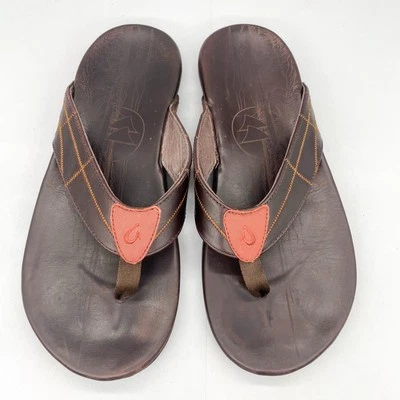 Sandalias Olukai Para Hombres 12 Hokulea Paepae Zapatos Marrón Tanga Chanclas Playa Sin Cordones Foto 1 de 4
