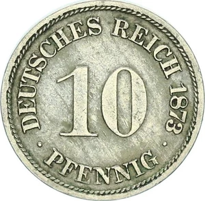 Impero 10 Pfennig 1873 A piccola aquila, primo pezzo da 10 Pfennig per vz J 4 - Foto 1 di 3