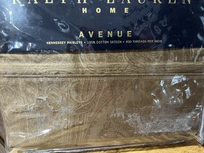 RALPH LAUREN  HENNESSEY DONCASTER PAISLEY Camel KING FLAT SHEET - ITALY  400 TC - Image 1 of 3