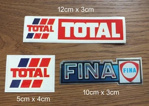 3 Sticker Aufkleber Fina Total Öl Tankstelle OIL Racing Auto Moto 80er Jahre - Bild 1 von 1