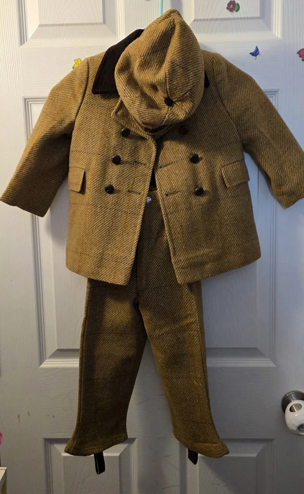 Terno de lã vintage masculino Fieldston sob medida casaco calça chapéu terno de neve 3T - Imagem 1 de 4