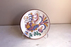 7 inch Greek Made Hand Painted Folk Pottery Terracotta Faience Plate Phoenix - Picture 1 of 7