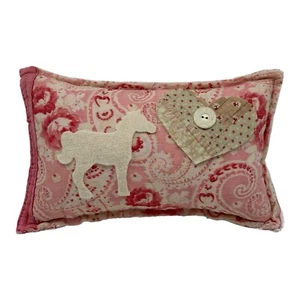 NEW Handmade Pony Horse Pillow  Vintage English Quilt Chenille Bedspread  Cute! - Picture 1 of 10