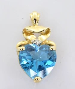 Topas Herz und Diamant Anhänger Charm in 14k Gelbgold 4,16 Karat - Bild 1 von 3