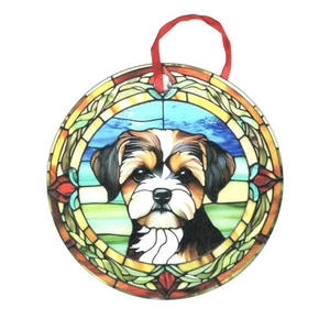 Shorkie Buntglas Design holografisches Ornament - Bild 1 von 2