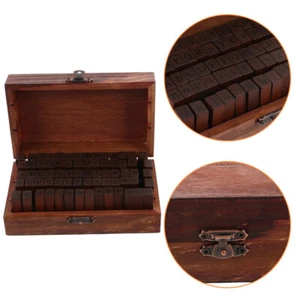 70Pcs Wooden Child Ink Pad Stamps Ornament Crafts Kids Alphabet - Picture 1 of 12