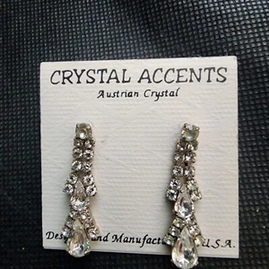 Orecchini Donna Cristallo Accenti Tono Argento Moda Orecchio Gioielli Pendenti  - Foto 1 di 2