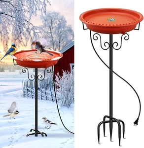 Lovppy Heated Bird Baths for Outdoors for Winter, 100W Heated Bird Bath Brown - Picture 1 of 7