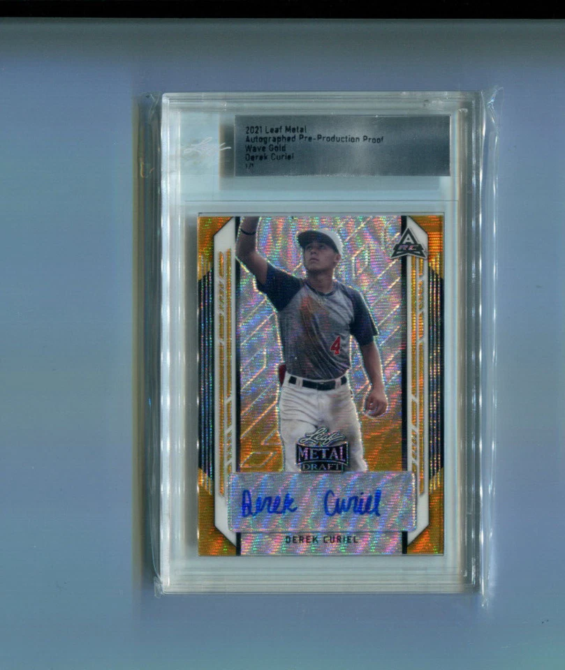 2021 Leaf Metal Draft Baseball Gold Wave Proof Derek Curiel Rookie Auto 1/1 - Image 1 of 2