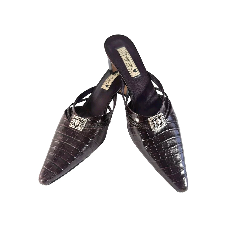 Vintage Brighton Women's Mules Slides Sandals Maroon Leather Italy 10 41 - Image 1 of 4