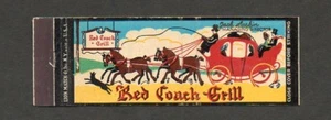 Red Coach Grill NY CT MA FL Unused Vintage Full Length Front Strike Matchcover - Imagen 1 de 2