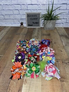 Handmade Boutique Hair Bow Stacked Lot Of 12 - Picture 1 of 16