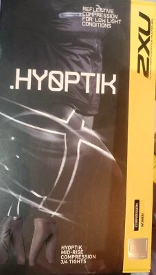 HYOPTIK Women's 2XU 3/4 Mid Rise REFLECTIVE Compression Tights XS WA2865B NEW - Image 1 of 3