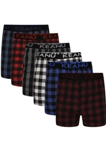 Keanu Mens Check Front Button Woven Pack Of 6 Boxer Shorts Size 2XL - Picture 1 of 10