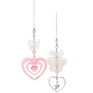 2 Pcs Love Bow Mobile Phone Chain Cell Decorations Cute Accessories - Zdjęcie 1 z 12