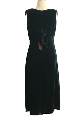 Corbata de vestir vintage verde esmeralda look años 60 terciopelo sin marca pequeña sin mangas Foto 1 de 4