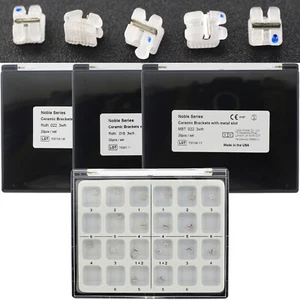 Brackets de ortodoncia dental ranura de metal brackets de cerámica 022 018 MBT Roth 3 ganchos - Imagen 1 de 18