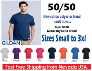 Gildan T-Shirts DryBlend G800 Blank Herren T-Shirt USA 50/50 Poly Baumwolle - Bild 1 von 11