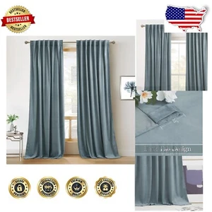 2 Stück Blau Samt Verdunkelungsvorhänge - Stilvolle Thermo Fensterbehandlung (B52xL84) - Bild 1 von 9