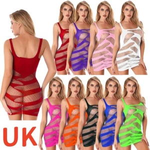 UK Womens Bodycon Dress Hollow Out Mini Skirt Scoop Neck Lingerie Nightwear - Picture 1 of 89