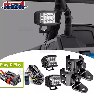 4'' 60W LED Pods Pro-fit Cage Mounts Wire For Polaris Ranger SP 570 Pulse Busbar - Picture 1 of 16