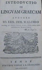 Johann Ernst I. Walch INTRODUCTIO IN LINGUAM GRAECUM 1762 Ancient Greek Grammar - Picture 1 of 12