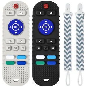 2pcs Silicone Baby Teething Toys Remote Control Shape Teether Toys With 2pcs Pac - Picture 1 of 7