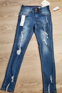 NEW Repreve Gogo Star High Rise Big Girls Destructed Skinny Jean, Size 14 - Picture 1 of 5