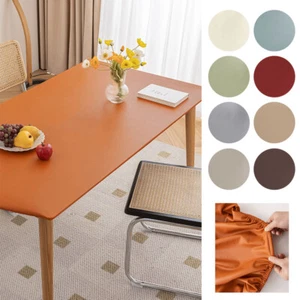 PU Leather Rectangle Tablecloth Stretch Picnic Table Cover Protector Waterproof - Picture 1 of 31