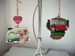 (2) Vintage Camper Trailer Ornaments Hanging Christmas Decorations - Picture 1 of 7
