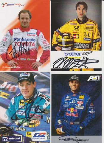 F1 Hand Signed Card 4x da Matta Wurz Wendlinger Frentzen Jordan Toyota Benetton Cover