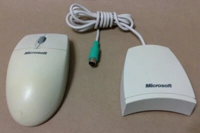 VINTAGE Microsoft X05-95921 Seial & PS/2 Compatible Cordless MOUSE w/ RECEIVER  - Image 1 of 4