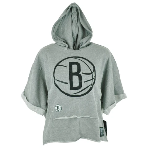 NBA Unk NY Brooklyn Nets Women Ladies Rhinestone Hoodie Bat Wing Crop Top Shirt Cover