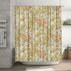 Ansouyi William Morris Shower Curtain Set with 12 Hooks, Bath Curtains - Picture 1 of 12